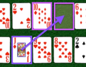 Move cards to gaps by matching the card to the left